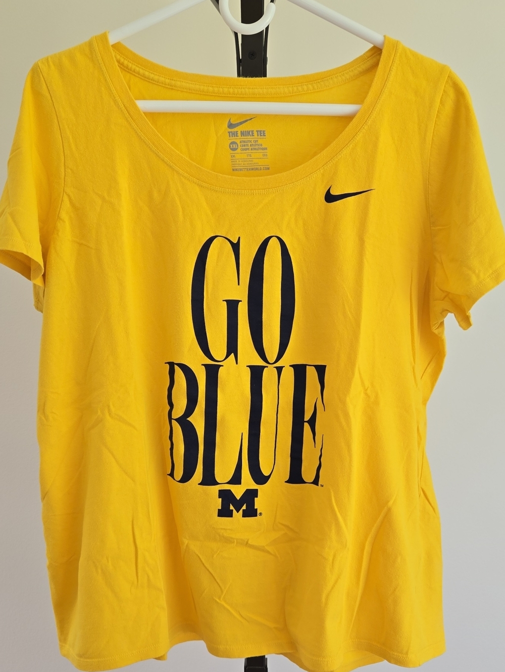 Nike Yellow Tee with Navy 'GO BLUE' Graphic